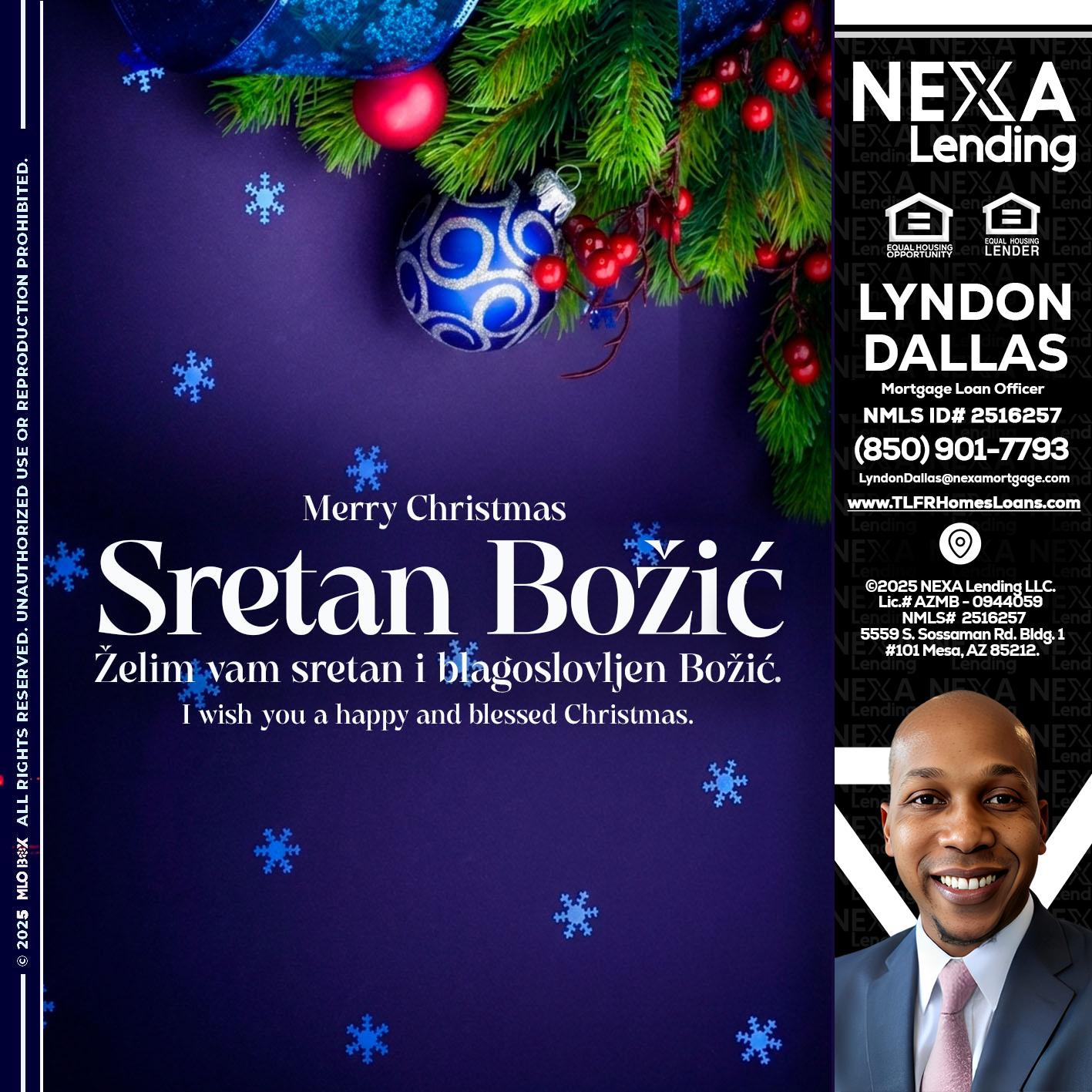 Sretan Božić - Lyndon Dallas -Mortgage Loan Officer